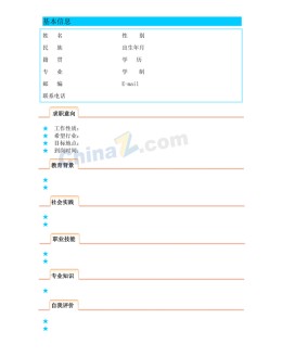 电子商务应聘求职简历表格模板_简介doc文档Word模板下载