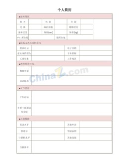 人力资源求职应聘求职简历表格_简介doc文档Word模板下载