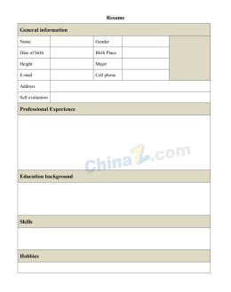 个人应聘求职简历表格英文版_简介doc文档Word模板下载