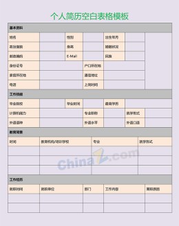 个人应聘求职简历空白表格模板_简介doc文档Word模板下载