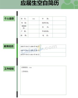 应届生空白应聘求职简历表格模板下载_简介doc文档Word模板下载