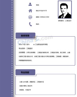 工程造价员应聘求职简历模板下载_简介doc文档Word模板下载