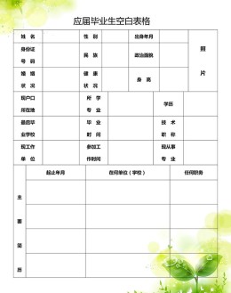 应届毕业生空白表格模板_简介doc文档Word模板下载