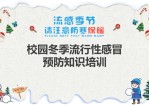 校园冬季流感预防知识PPT模板。内容包括流感的特点、流感的危害、流感的症状、流感的治疗和预防。