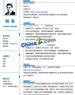 语文教师工作应聘求职简历模板_简介doc文档Word模板下载