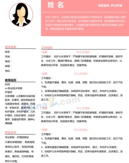 大专护士应聘求职简历模板下载_简介doc文档Word模板下载