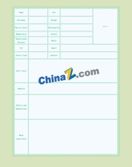 英文空白应聘求职简历模板表格下载_简介doc文档Word模板下载