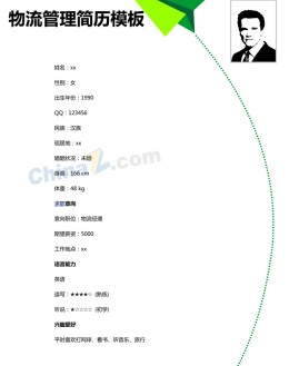 物流管理应聘求职简历模板下载_简介doc文档Word模板下载